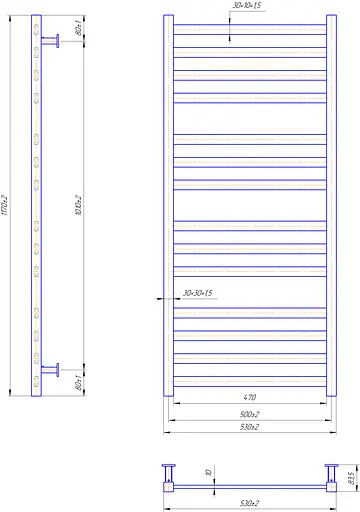 Водяна рушникосушка Mario Inox Чикаго 1170x530/500 1.6.044628.P, Хром, нижнее - фото 4