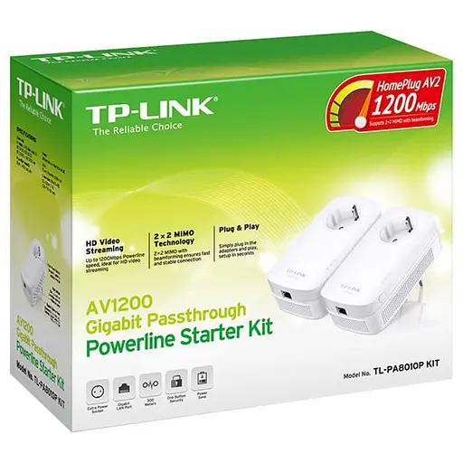 Комплект Адаптерiв Powerline TP-LINK TL-PA8010PKIT AV1300, 1xGE, AC1200, (TL-PA8010 2шт), Розетка - фото 3