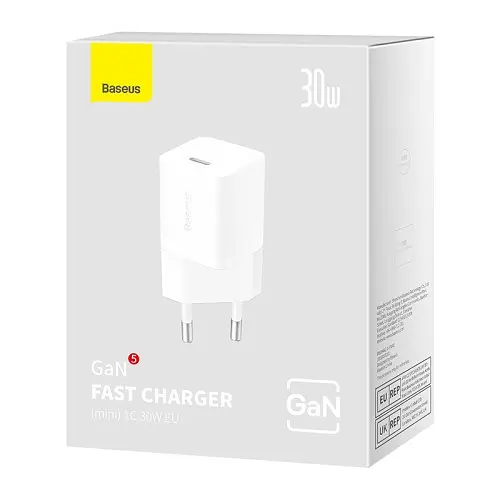 Мережевий зарядний пристрій Baseus GaN5 Fast Charger(mini) 1C 30W EU білий CCGN070502 - фото 4