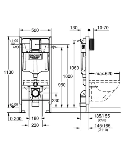 Комплект инсталляция + унитаз Grohe Solido Perfect с крышкой Soft-Close 39418000, Белый - фото 3