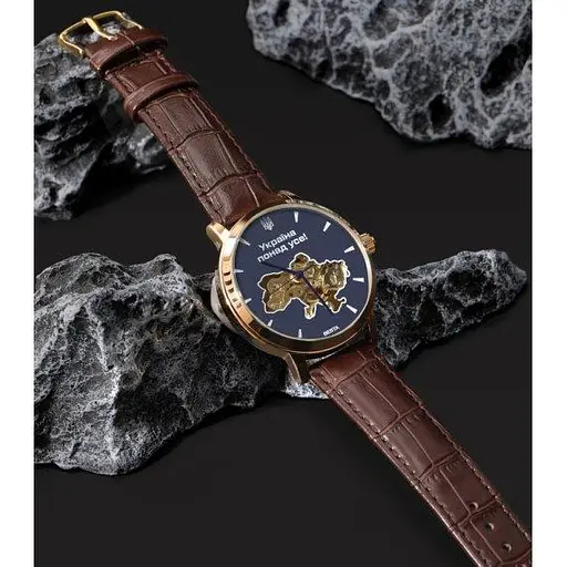 Чоловічий наручний годинник Besta Skeleton UA (Коричневий) - фото 5