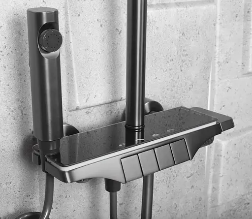 Душова система Rea Savio Led tytan графіт із термостатом REA-P8412, Графіт - фото 6