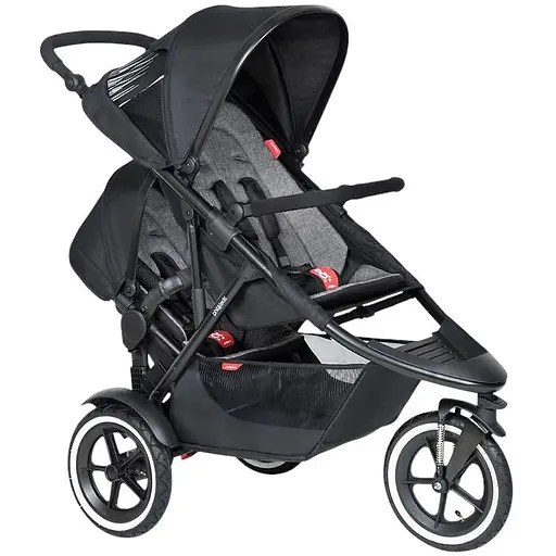 Беговая коляска для погодок и двойни Phil&Teds Sport + вкладка, серый
