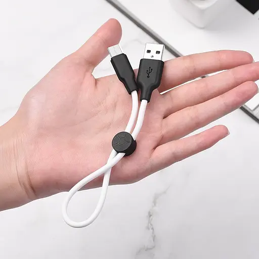 Дата кабель Hoco X21 Plus Silicone MicroUSB Cable (0.25m) Чорний / Білий - фото 3