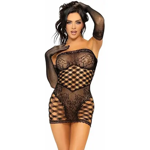 Міні-сукня Leg Avenue 2 PC Tube dress and gloves Black One size - фото 4