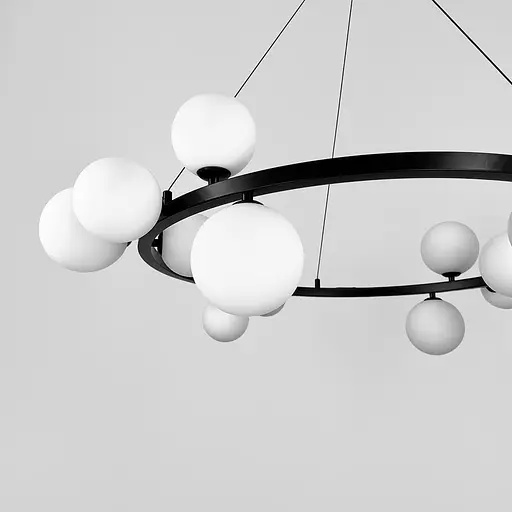 Кольцевая черная люстра с 18 белыми плафонами Ø 95 см | Line F | Ст. BM62/18 BK+WT - фото 2