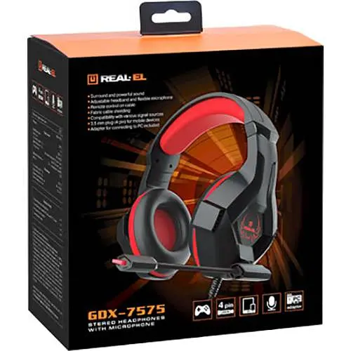 Гарнитура Real-EL GDX-7575 USB Black-Red (EL124100042) - фото 5