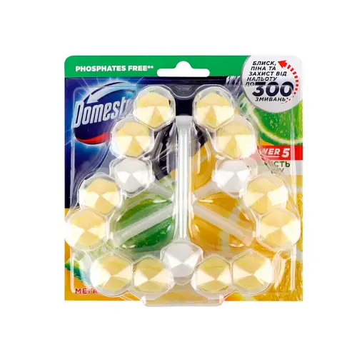 Блок для унітазу Доместос Domestos Тріо Свіжість лайма 55 г MD - фото 1