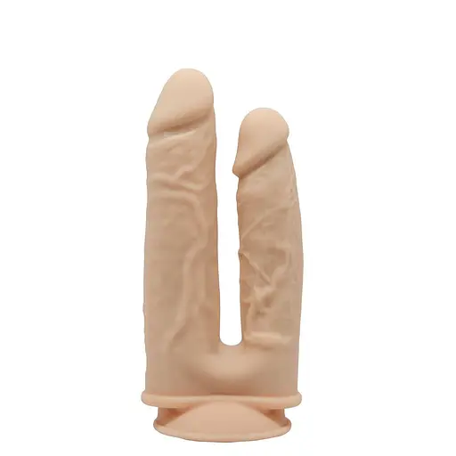 Подвійний фалоімітатор із вібрацією SilexD Double Gusto Vibro Flesh (Model 1 size 8" & 7") + LRS, діам - фото 2