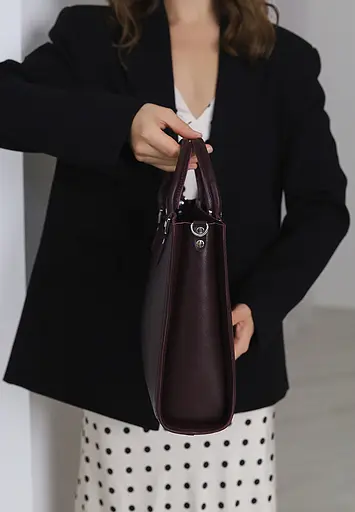 Жіноча шкіряна сумка Fancy A4 бордова - фото 5