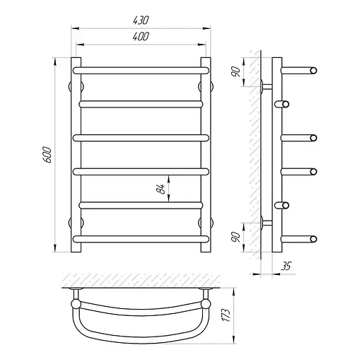 Водяна рушникосушка Laris Євромікс П6 400x600 71207494, Хром - фото 2