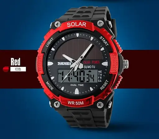 Мужские спортивные часы Skmei 1049 с солнечной батареей (Красный) - фото 5