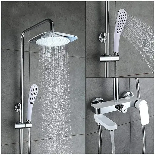 Душова система Gappo G2448, вилив - перемикач на лійку, білий/хром - фото 4