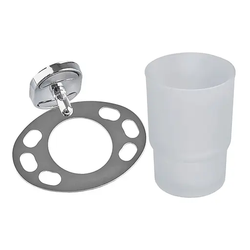 Склянка одинарна з тримачем зубних щіток Zerix AFB-0106-1 ZX5057 скло хром - фото 4