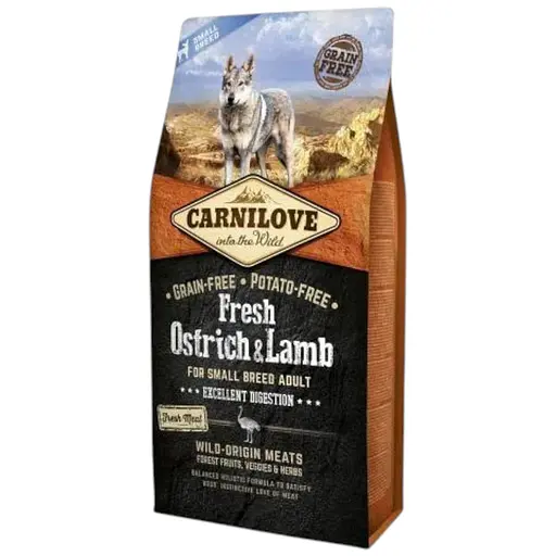 Сухий корм Carnilove Fresh Ostrich & Lamb для дорослих собак дрібних порід, ягня та страус, 6 кг - фото 1