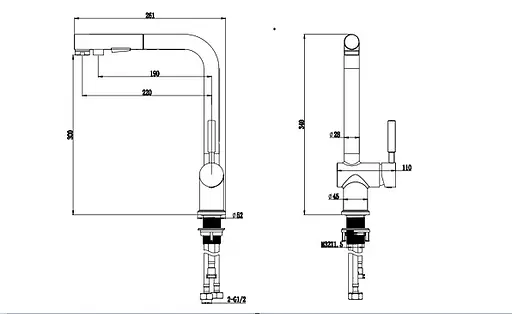 Cмеситель для кухни с выдвижным изливом черный Nett FBL-34 Черный - фото 11