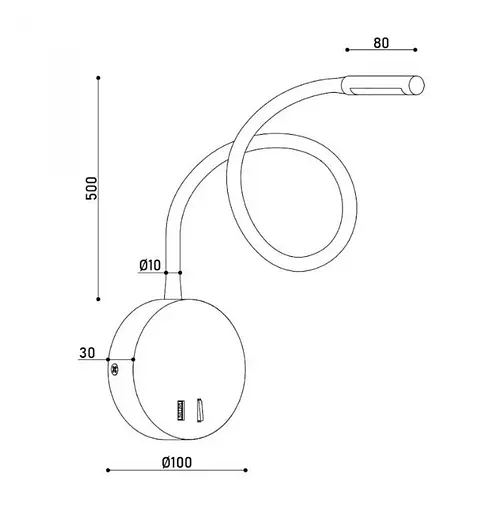Бра|USB 5V 2,1A KLOODI DECO WA-LIANA 500 3K WH - фото 2