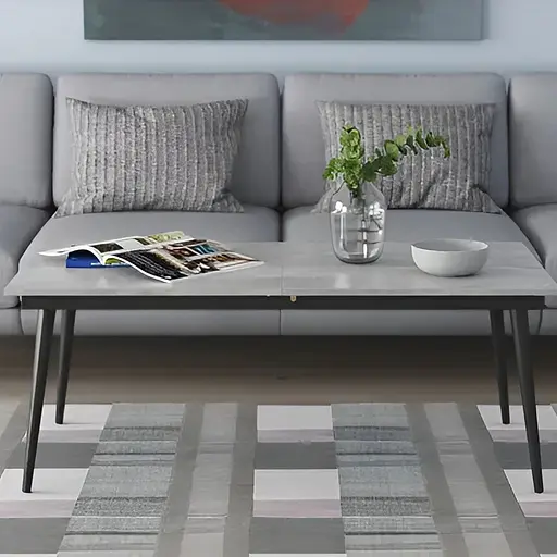 Стіл журнальний трансформер Dandi Small Ferrum-decor 45x120(160)x60 Чорний метал ДСП Бетон 16 мм (FRD-106785)