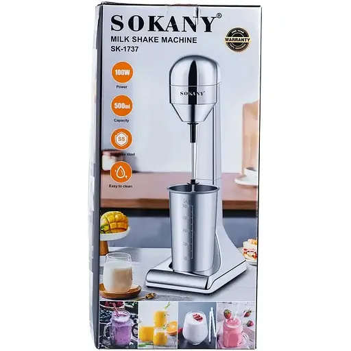 Стационарный молочный миксер Sokany SK-1737 однопостовый 20000 об/мин 500 мл 100Вт сталь - фото 6