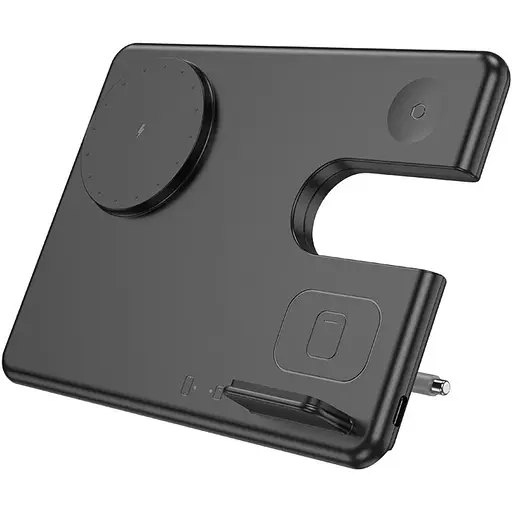 Бездротовий зарядний пристрій Hoco CQ1 3в1 магнітний чорний - фото 1