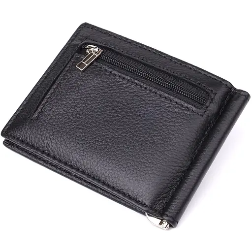 Чоловічий гаманець з металевим затискачем із натуральної шкіри ST Leather 11х8.5х1 см acs0029630 - фото 2