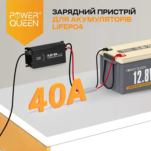 Зарядний пристрій для акумуляторних батарей LiFePO4 14.6V/40A Power Queen P12V40A-BCHA-Y (44-00529) - фото 6