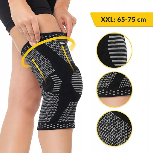 Фіксатор (бандаж) для коліна 4FIZJO зі стабілізацією колінної чашки 1 шт 4FJ0466 Size XXL (P-5907739318015) - фото 2