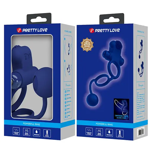 Виброкольцо Pretty Love Vibration Penis Sleeve IV 20.3 см синий - фото 5
