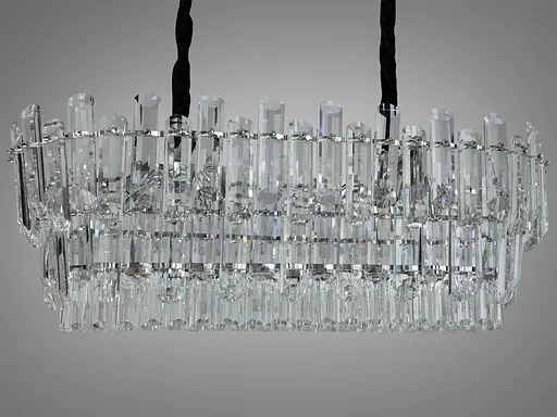 Эксклюзивная хрустальная люстра овальной формы на 8 ламп, хром. - фото 1