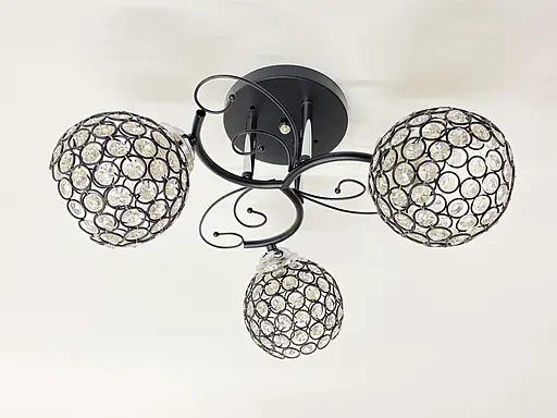 Люстра стельова на 3 плафони 2348C/3 Чорний+Хром