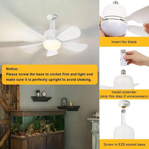 Gliztech Стельовий вентилятор з підсвічуванням та пультом дистанційного керування - фото 4