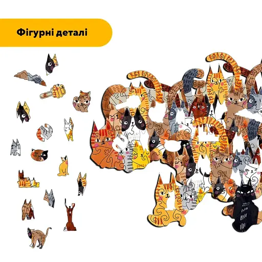 Пазл дерев'яний Україна Котяча, А4, Дерев'яна коробка 100 елементів - фото 3