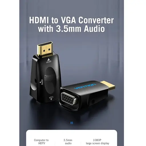 Перехідник Vention HDMI to VGA Converter 1080P with 3.5MM Audio (AIDB0) - фото 2