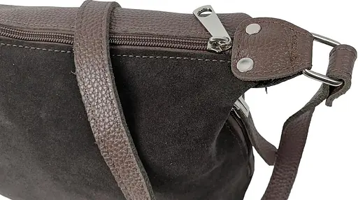 Женская сумка из натуральной кожи и замши Borsacomoda темно-коричневая sum0028738 - фото 8