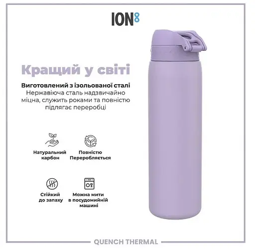 Пляшка для води ION8 металева вакуумна 920 мл Vacuum Insulated Periwinkle (I8TS1000PERI) - фото 6