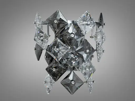 Класичне бра з кришталю на 2 лампи, кольору чорного хрому - фото 1