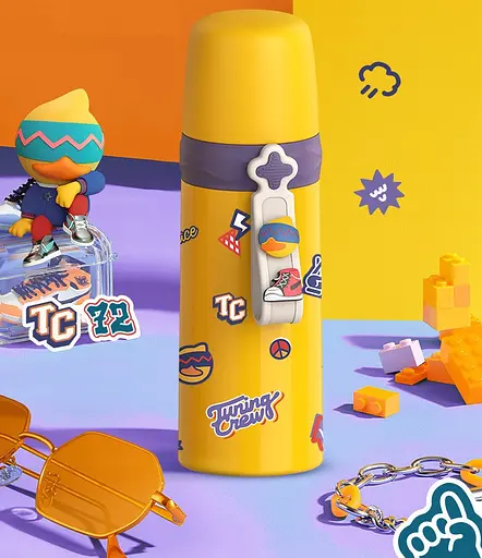 Термос дитячий Happy Day 350 мл з нержавіючої сталі з колбою для сублімації yellow - фото 4