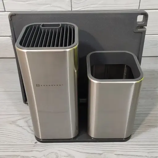 Набор кухонных ножей из нержавеющей стали на подставке 5 предметов + Набор кухонных принадлежностей 7 предметов Edenberg EB-3615 - фото 2