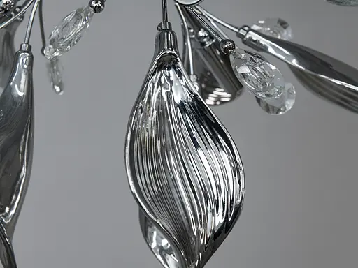 Модная потолочная керамическая люстра в гостиную, 3 лампы, хром. - фото 3