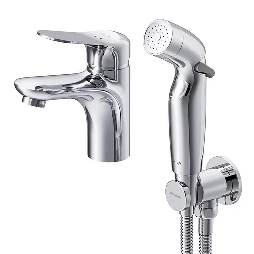 Змішувач для умивальника з гігієнічним душем Am.Pm Sunny хром F85C03000, Хром - фото 1