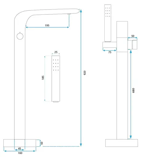 Смеситель для ванны Rea Clark хром напольный REA-B5301 Хром - фото 4