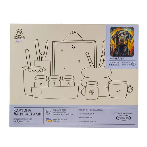 Набор для росписи "Ротвейлер" 40*50 см, IDEA2-GX47617, ТМ "99IDEAS" - фото 4