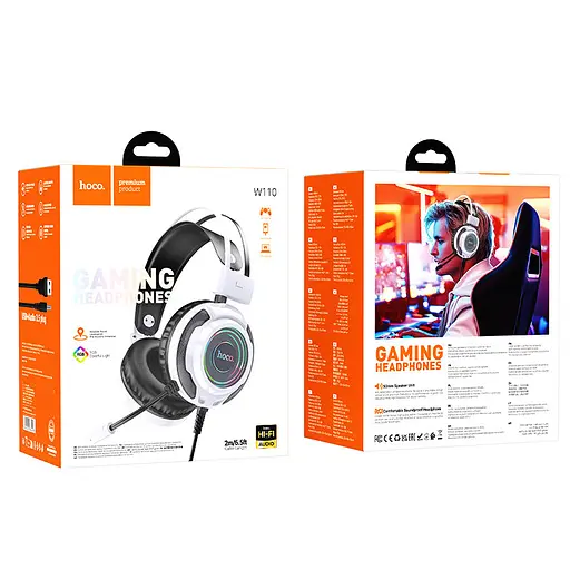 Накладні навушники Hoco W110 Resource (USB+3.5mm/2m) White - фото 5