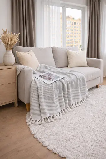 Плед-покривало Cotton TURComFor бавовна сірий євро 200х220 см TC303375966 - фото 2