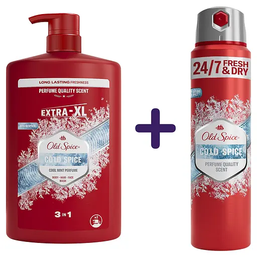 Набір Old Spice: гель для душу Cold Spice 3 в 1, 1 л + аерозольний дезодорант Cold Spice 150 мл - фото 1