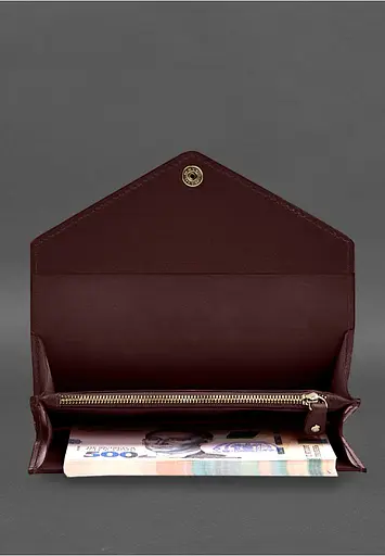 Кожаный клатч (портмоне) на кнопке 5.0 Бордовый - фото 6
