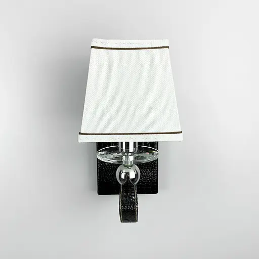 Бра з класичним тканинним абажуром та екошкірою Line F S 1449/1 BK - фото 7