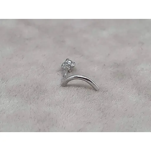 Золота сережка-пірсинг Астор в ніс з фіанітом. 2182121Б - фото 4