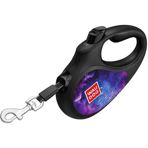 Повідець-рулетка для собак Waudog R-leash, малюнок "NASA21", S, до 15 кг, 5 м, світловідбиваюча стрічка чорний - фото 3