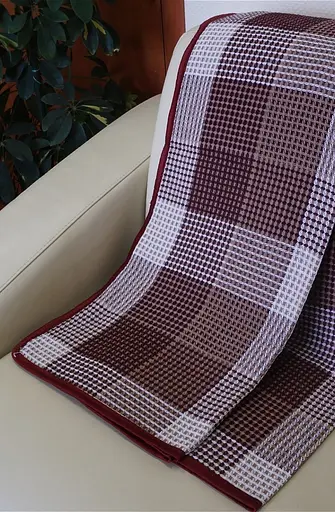 Покривало бавовняне Vladi 170х210 бежево-бордове (1153) - фото 2